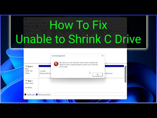 How To Fix Unable to Shrink C Drive Error on Windows 10/11