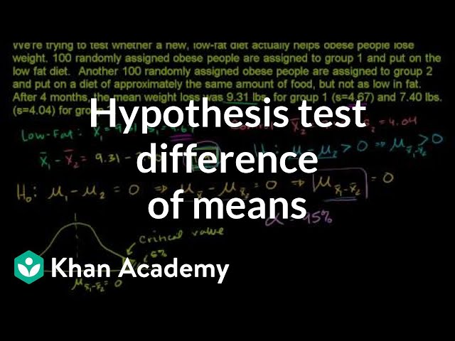 Hypothesis test for difference of means | Probability and Statistics | Khan Academy
