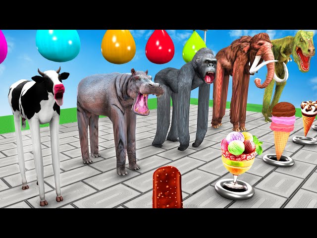 Don't Choose The Wrong Mystery Balloon With Gorilla Cow Mammoth Elephant Ice Cream Challenge Game