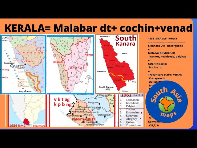 KERALA  geography : British Malabar district + Cohin + Travancore (Venad)= KERALA  : by Jay  Reddy
