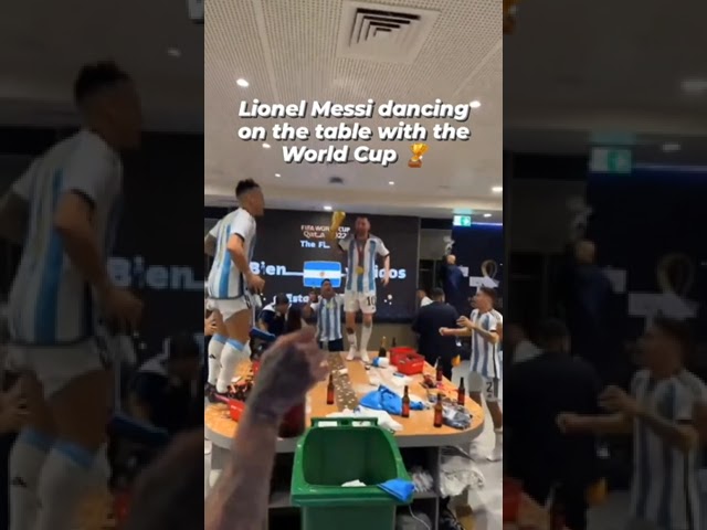 Leo Messi dancing on changing room table during Argentina's celebrations 😂 🎥 @kunaguero #shorts
