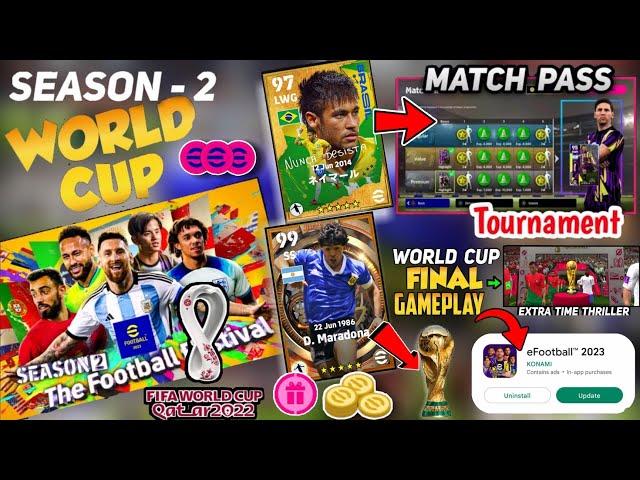 Opening Of Season 2 In eFootball 2023 | Match Pass, New Mardona Card, World Cup Mode, Free Coins