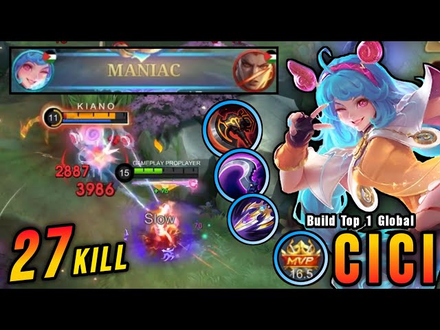 2 Minutes MANIAC!! You Must Try This Cici Build Insane 27 Kills!! - Build Top 1 Global Cici ~ MLBB
