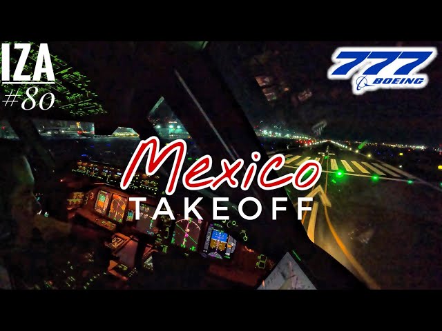 B777 MEX 🇲🇽 Mexico | TAKEOFF 05L | 4K Cockpit View | ATC & Crew Communications