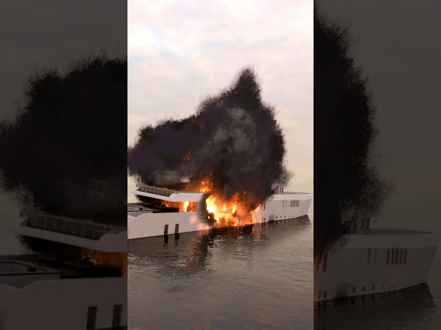 Fire vs Yacht 😱 #shorts #fire