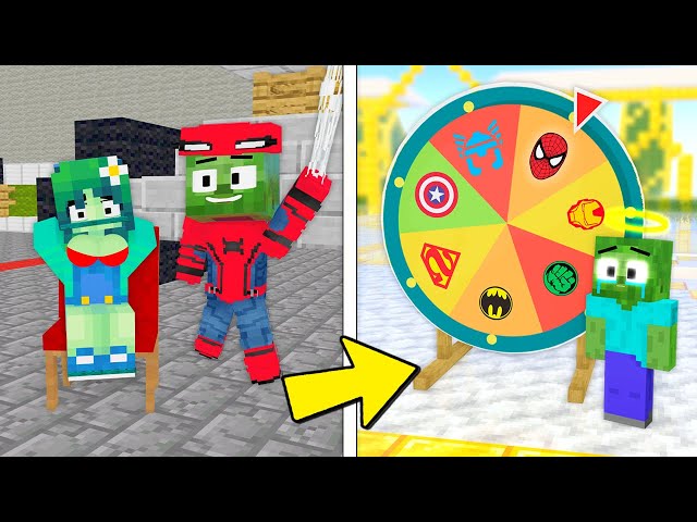 Monster School : Angel Zombie Spiderman and Superheroes Wheel - Minecraft Animation