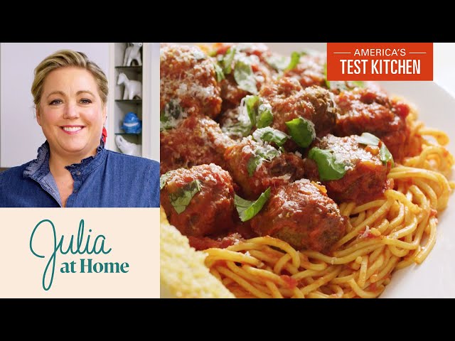 How to Make Spaghetti and Meatballs with Garlic Bread | Julia at Home