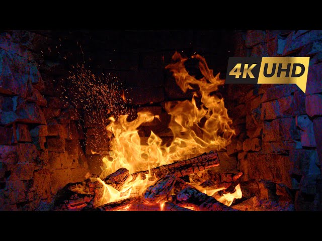 Burning Fireplace 4K & Crackling Fire Sounds 3 Hours 🔥 Cozy Fireplace 🔥 ASMR Fireplace Ambience