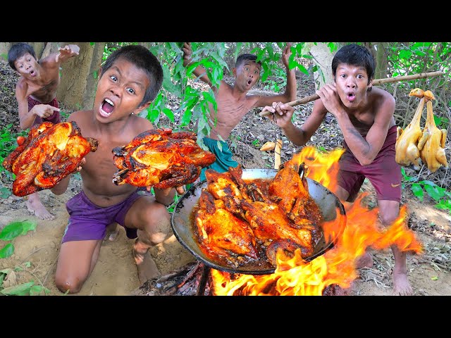 Survival Skills : Oop! Cook Chicken At Jungle Eating Show