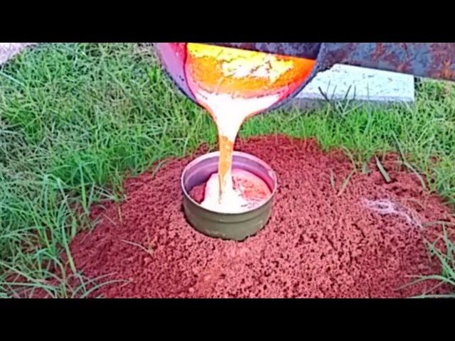 BURNING HOT MOLTEN ALUMINUM FIRE ANT HILL CASTING FIREANT REVENGE VIDEO