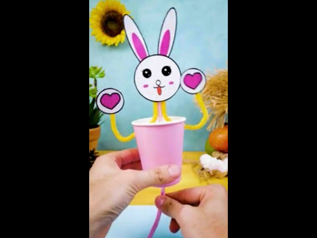 EINFACH! DIY Niedliches Kaninchenspielzeug aus Pappbecher und Strohhalmen #shorts #diy