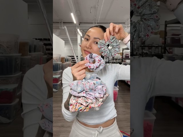 how our scrunchies are made pt. 2 🪡🧵✂️ Reaching For Rainbows Collab 🌈 #smallbusiness #sewing