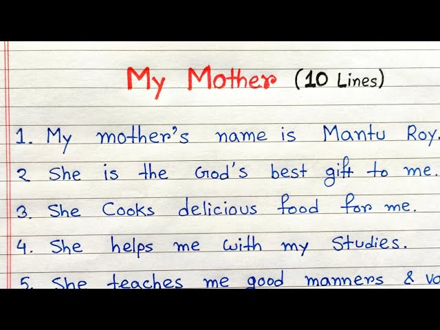 Mother Day writing in English | My Mother writing in English | Essay writing on Mother Day