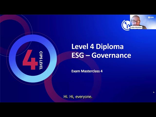 CIPS Level 4 Diploma ESG Governance Exam Masterclass 4