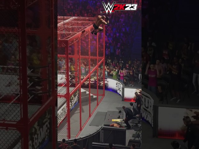 WWE 2K23 - Goldberg drops Roman Reigns from the Top #wwe2k23