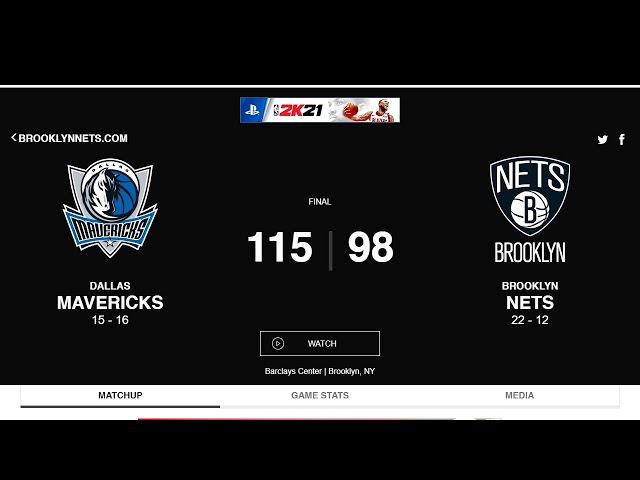 Dallas Mavericks vs Brooklyn Nets Scoreboard - LIVE