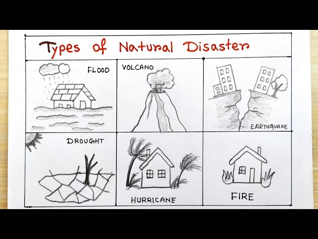 Natural disaster sketch drawing idea | Natural Disaster drawing | Different type of disaster sketch