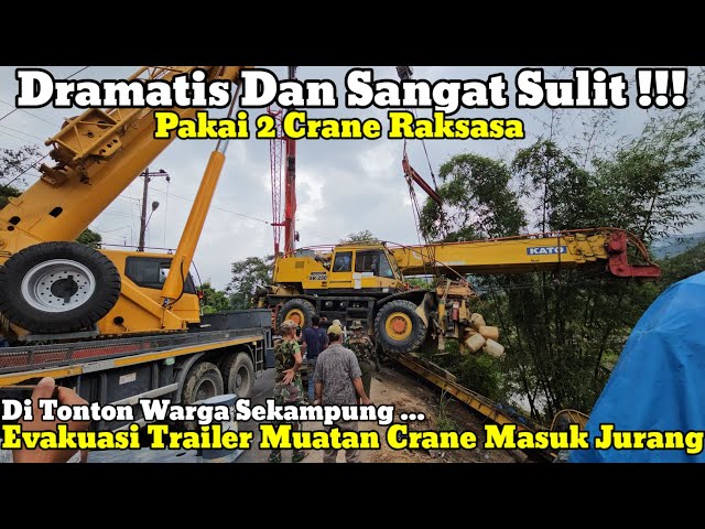 Dramatic And Very Difficult || Sekampung Residents Watch Crane Evacuation from the Ravine
