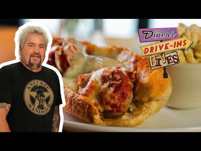 Guy Fieri Eats a Gigantic Meatball Sub in Alaska | Diners, Drive-Ins and Dives | Food Network