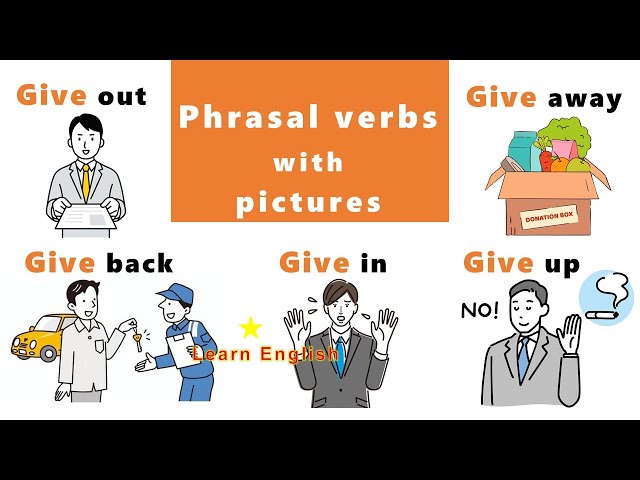 Phrasal verbs with pictures | vocabulary | Phrasal verbs Give | English grammar