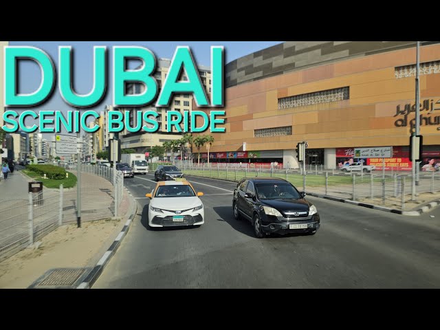 4:30pm Dubai UAE Bus Ride "REAR VIEW": Al Qouz Bus Stn to Deira Gold Souk Metro BS (4.22.24: 4K-UHD)