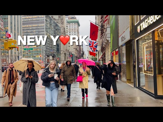 [4K]🇺🇸NYC Walk🗽Rainy Day in Times Square to 5th Ave ☔️Midtown Manhattan Walking Tour | Feb 2024