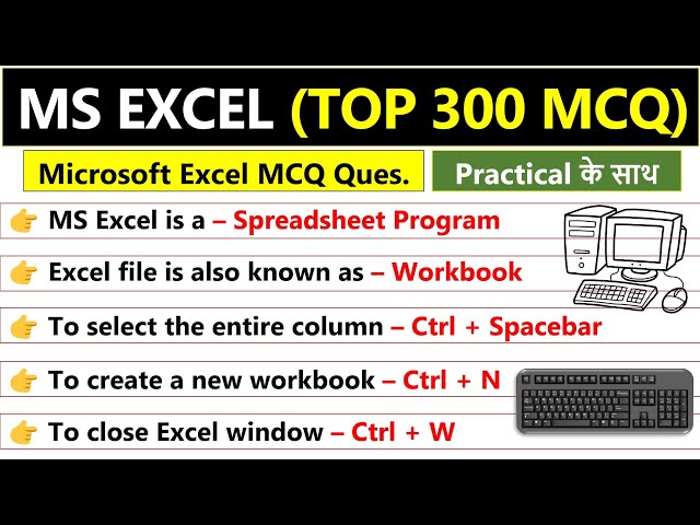 300+ MS Excel MCQ Questions and Answers | Excel Shortcut Keys with Practical