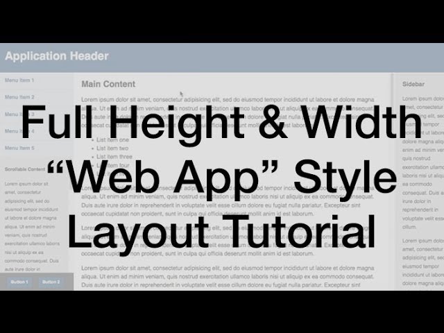 Full Height and Width "Web App" Style Layout Tutorial