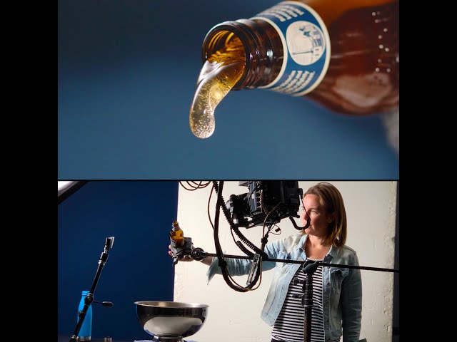 Behind the scenes of a beer pour shot