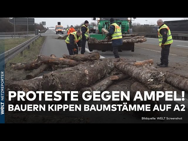 DEUTSCHLAND: Eskalation bei Protesten gegen Ampel? Bauern kippen Baumstämme auf Autobahn