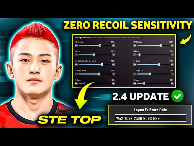 🔥(2.4 Update) Ste Top new  Sensitivity code & Ste Top Control Code pubg/bgmi zero recoil !!
