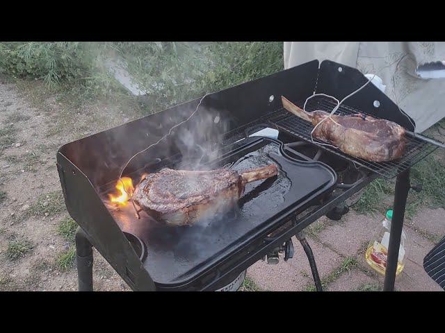 Have you ever seen these HUGE TOMAHAWK STEAKS, Grill them if you got them and we had some Drinks!