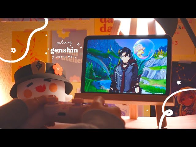 🍵 playing genshin on a chill and cozy night | 1 hr of gameplay ambience (jp dub, ipad mini) ✩