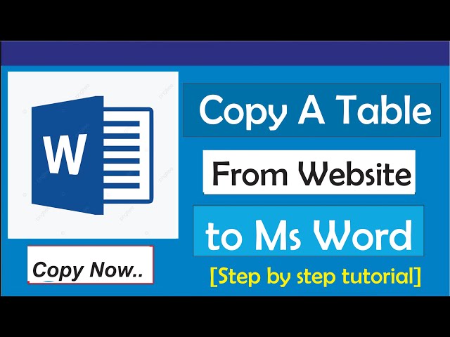 How To Copy A Table From A Website To Word