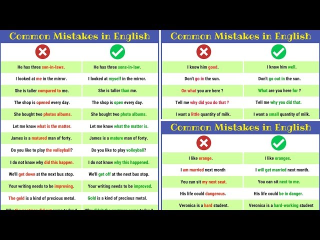 Grammatical Errors: 120 Common Grammar Mistakes in English And How to Avoid Them