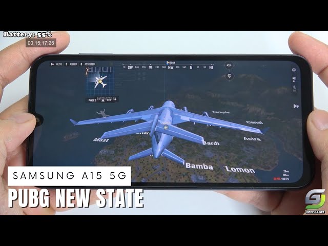 Samsung Galaxy A15 5G test game PUBG New State 90 FPS