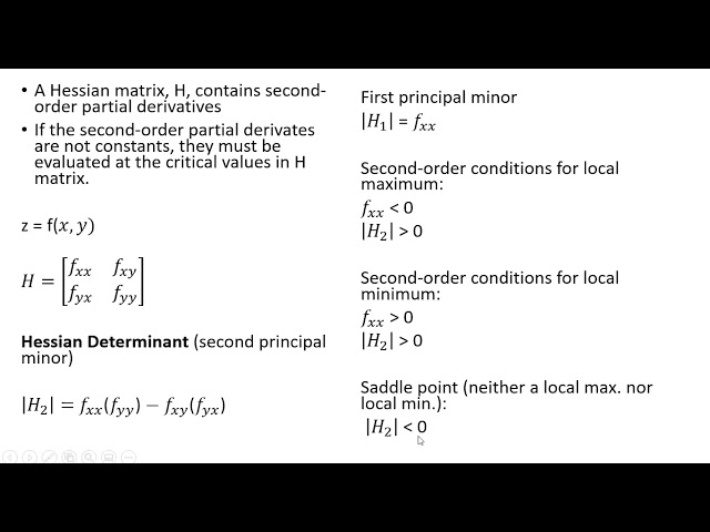 Linear Algebra:  Hessian Matrix