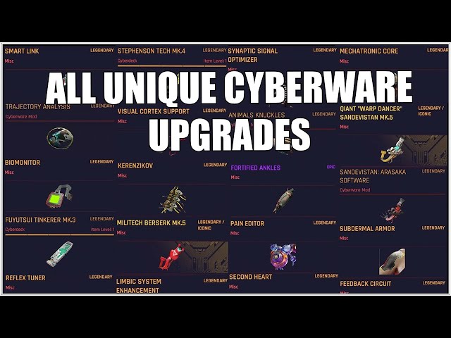 Cyberpunk 2077, All Legendary and Unique Cyberware Upgrades (From all 14 Ripperdocs)