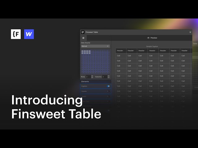 Build HTML table components visually in Webflow