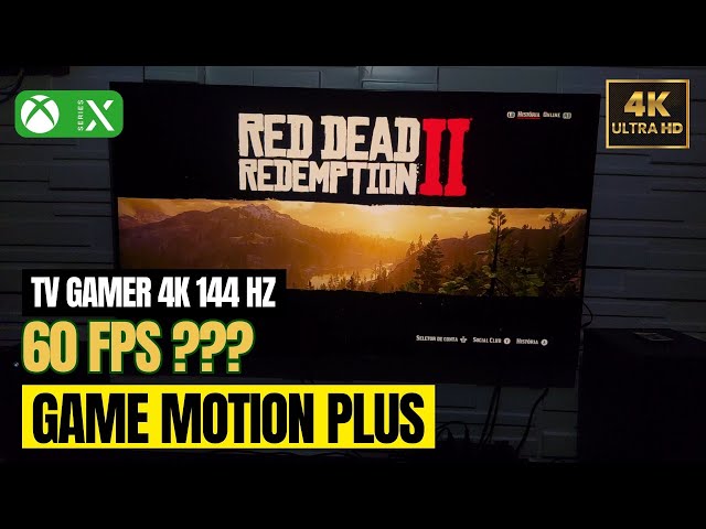 Ativando o Game Motion Plus no Red Dead Redemption 2 na TV Samsung Neo QLED QN90B pelo Xbox Series X