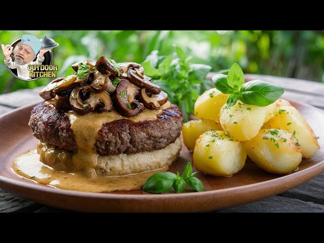XXL beef steak recipe with mushrooms: This truly satisfies EVERYONE!