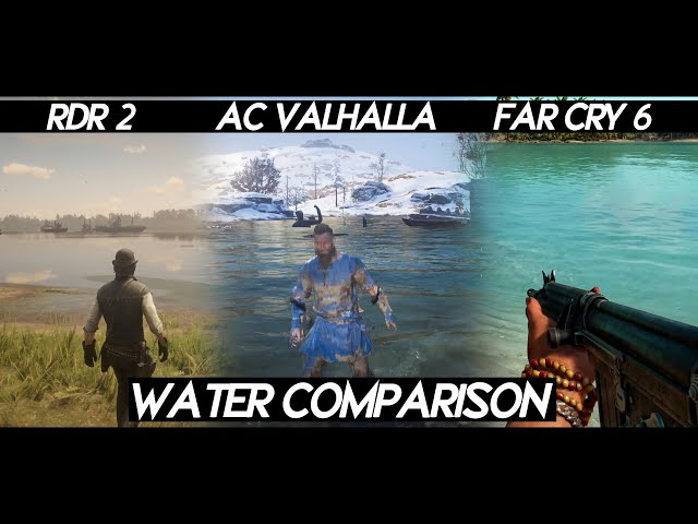 Far cry 6 "WATER GRAPHICS" Comparison VS RDR 2 VS AC Valhalla | How realistic water looks ?