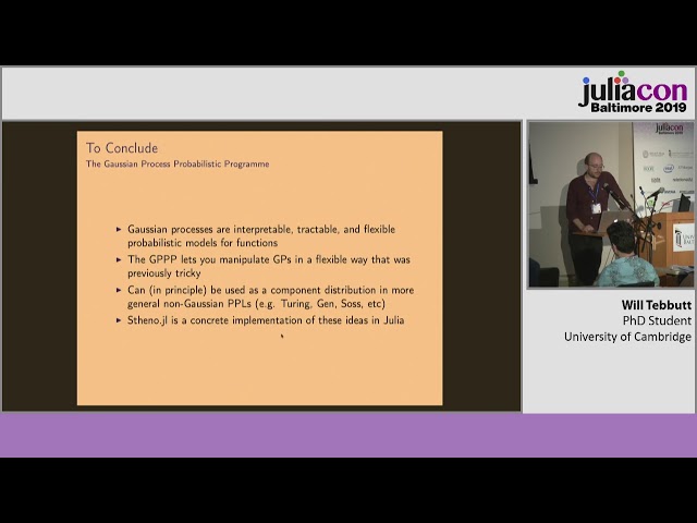 Gaussian Process Probabilistic Programming With Stheno.jl | Will Tebbutt | JuliaCon 2019