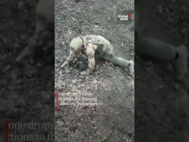Russian soldier surrenders to Ukrainian drone outside Bakhmut