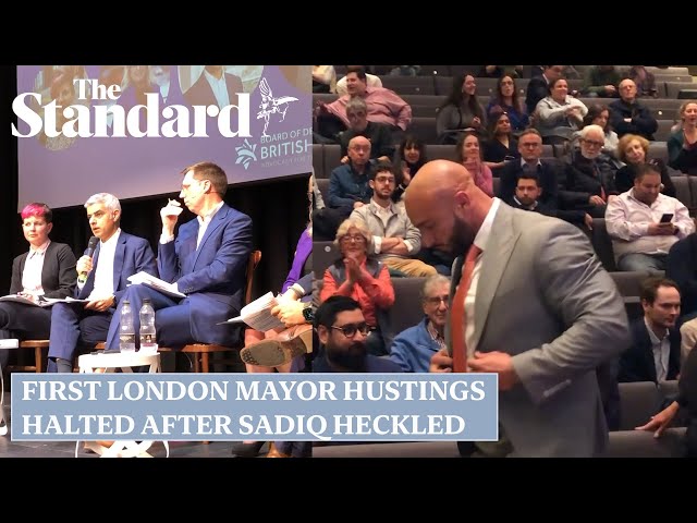 Moment first London mayor hustings is halted after Sadiq Khan heckled over knife crime record