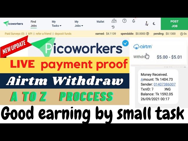 Picoworkers payment proof in Airtm account in Bangla || Live Withdraw || how to withdraw picoworker