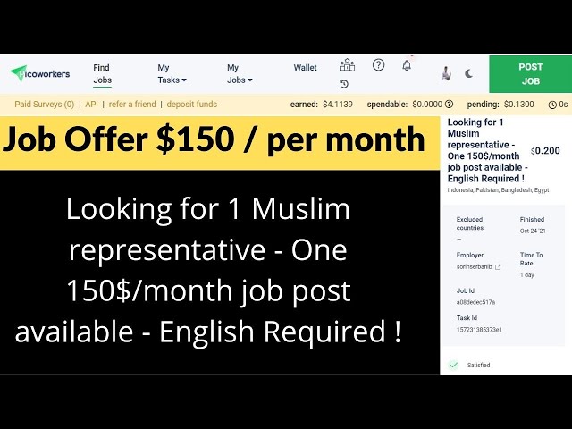 First time Job offer on picoworker | Salary $150 per month 😲😲Muslim representative- English Required