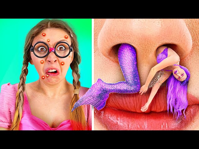 Makeover from NERD to MERMAID! *Incredible hacks and gadgets*