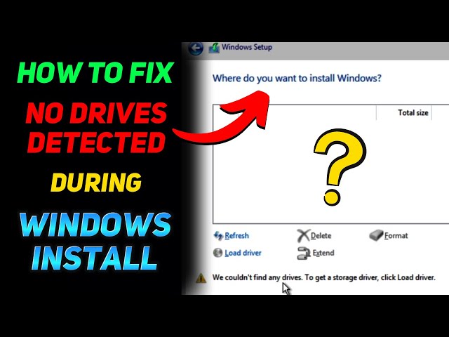 How to Fix "No Drives Detected" During Windows Installation (Windows 10/11 Tutorial)