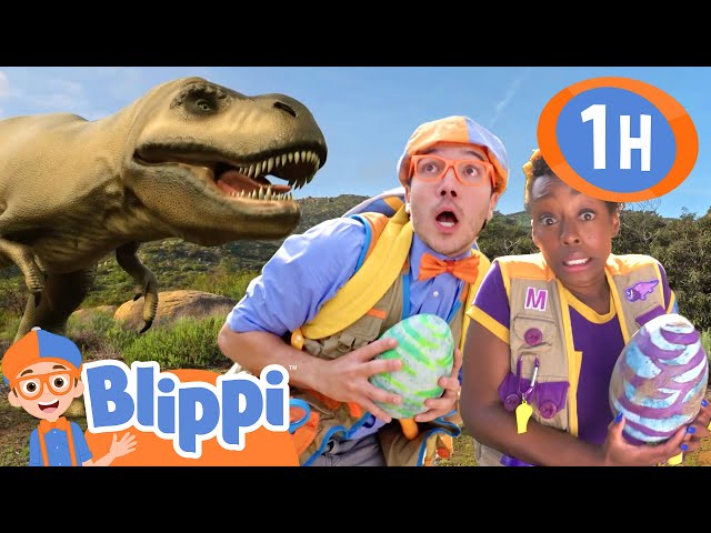 Blippi and Meekah Escape the Dinosaur Chase! | Blippi & Meekah Challenges and Games for Kids